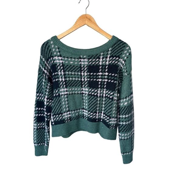 Abercrombie & Fitch Wool Blend Green Plaid Pullover Sweater - Picture 1 of 7